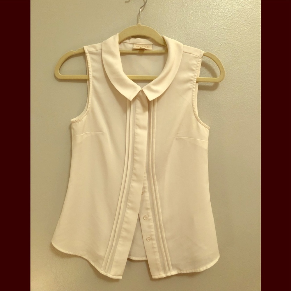 Modcloth Sleeveless White Button Up Blouse XS